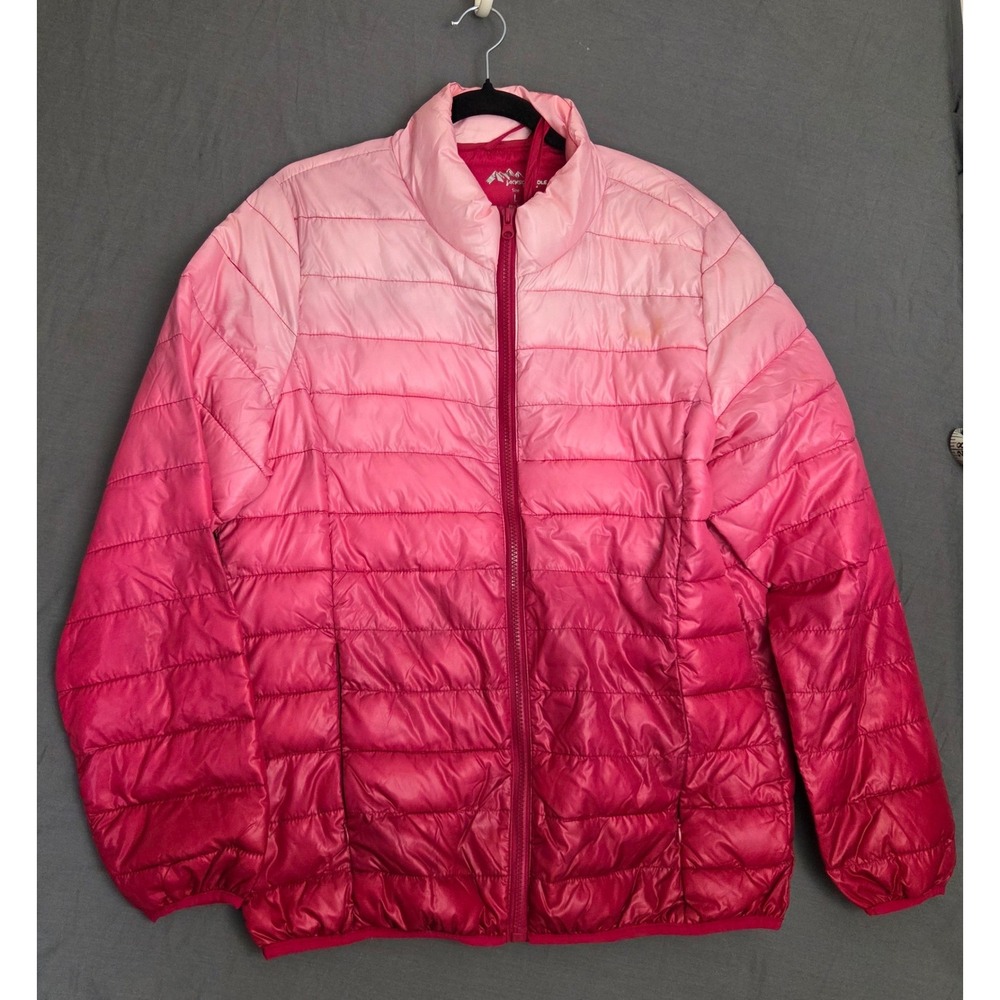 Jackson Hole Pink Ombre Packable Puffer Jacket with Travel Bag Size Large